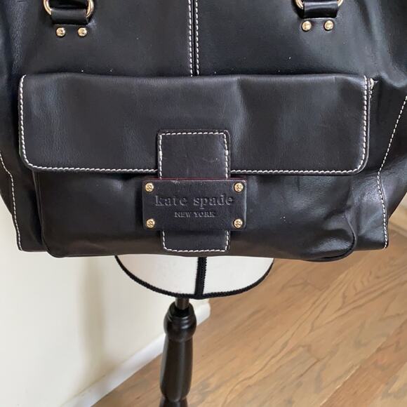Kate Spade Front Pocket Black Leather Quinn Tote with Dust Bag - Picture 2 of 10